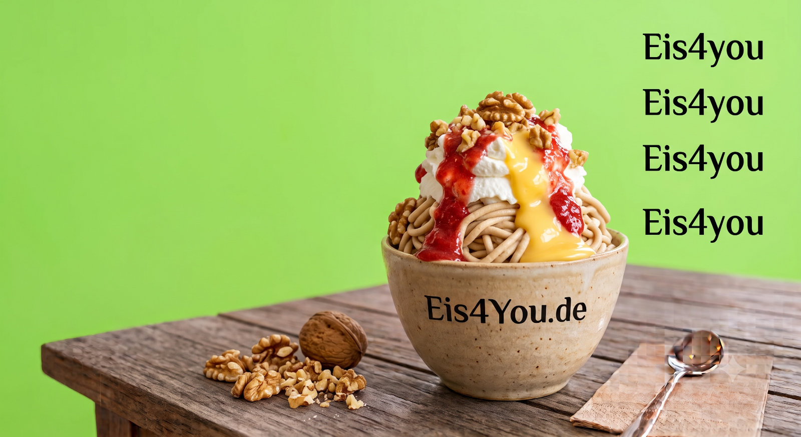 Spaghetti-Eis „Nuss & Eierlikör“