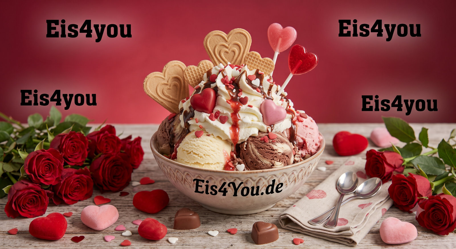 Eisbecher „Coupe d'Amour“ (Eisbecher der Liebe) für 2 Liebende